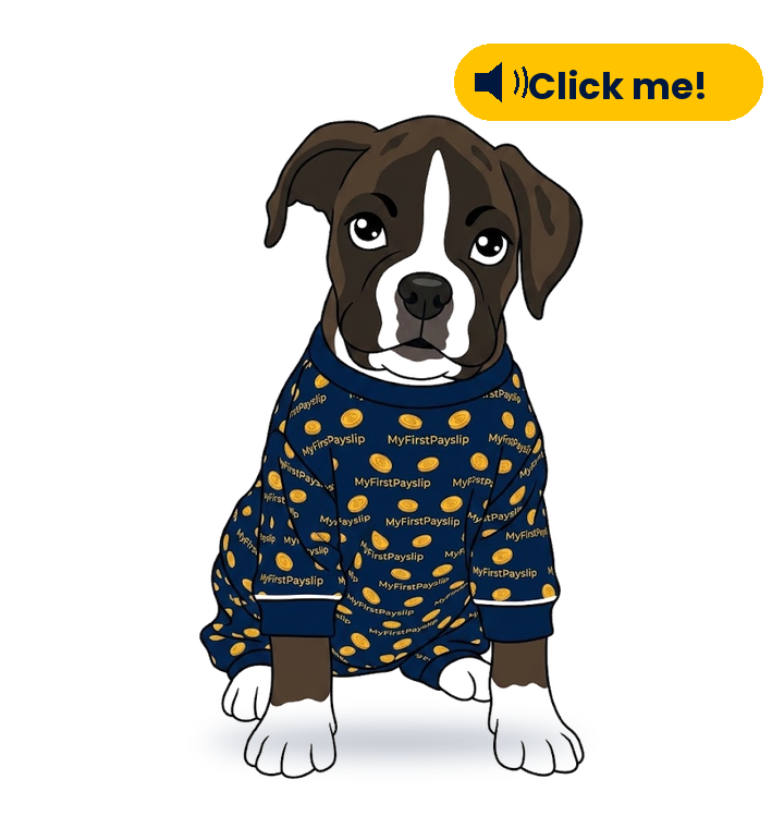 Dylan the MyFirstPayslip mascot puppy